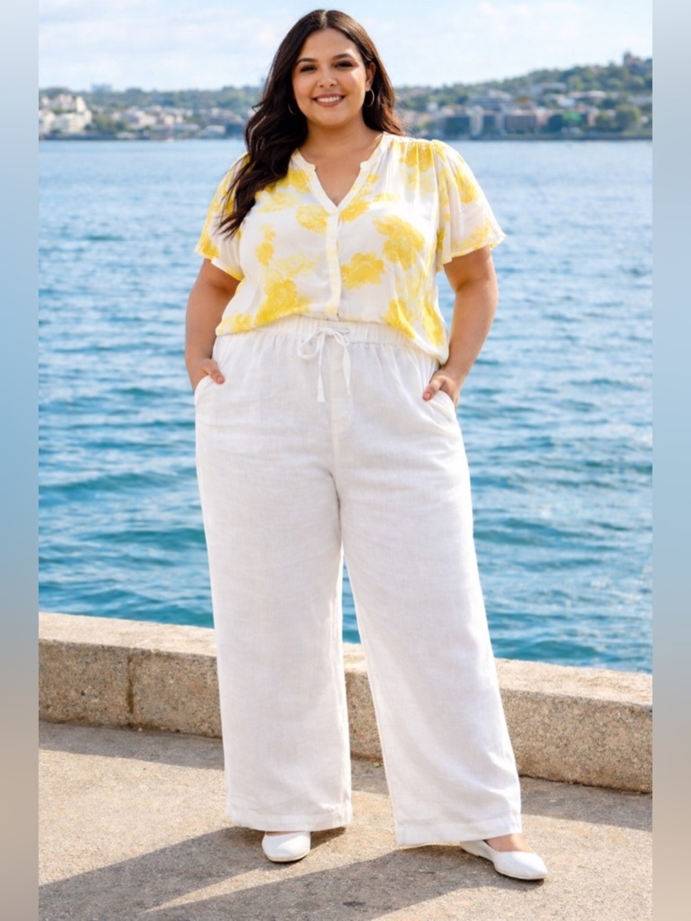 NWT Liz Claiborne SZ XXL white trouser w/drawstring elasticized waistband